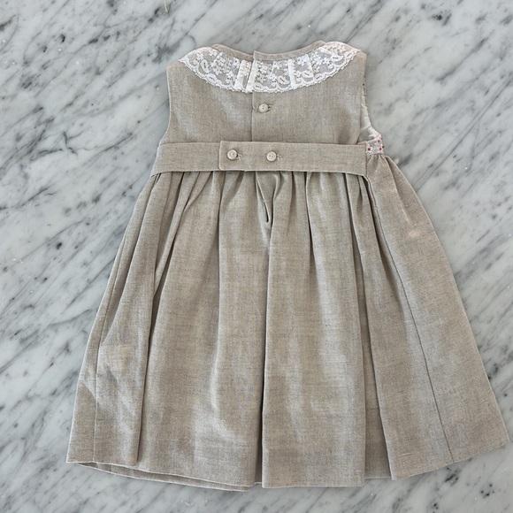 Luli & Me Dresses New Luli Me Baby Girls Linen Dress With Lace Trim